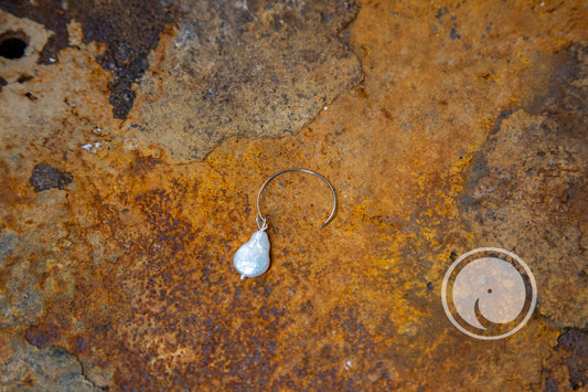 Oorbel - Grote parel Cirkel oorbel