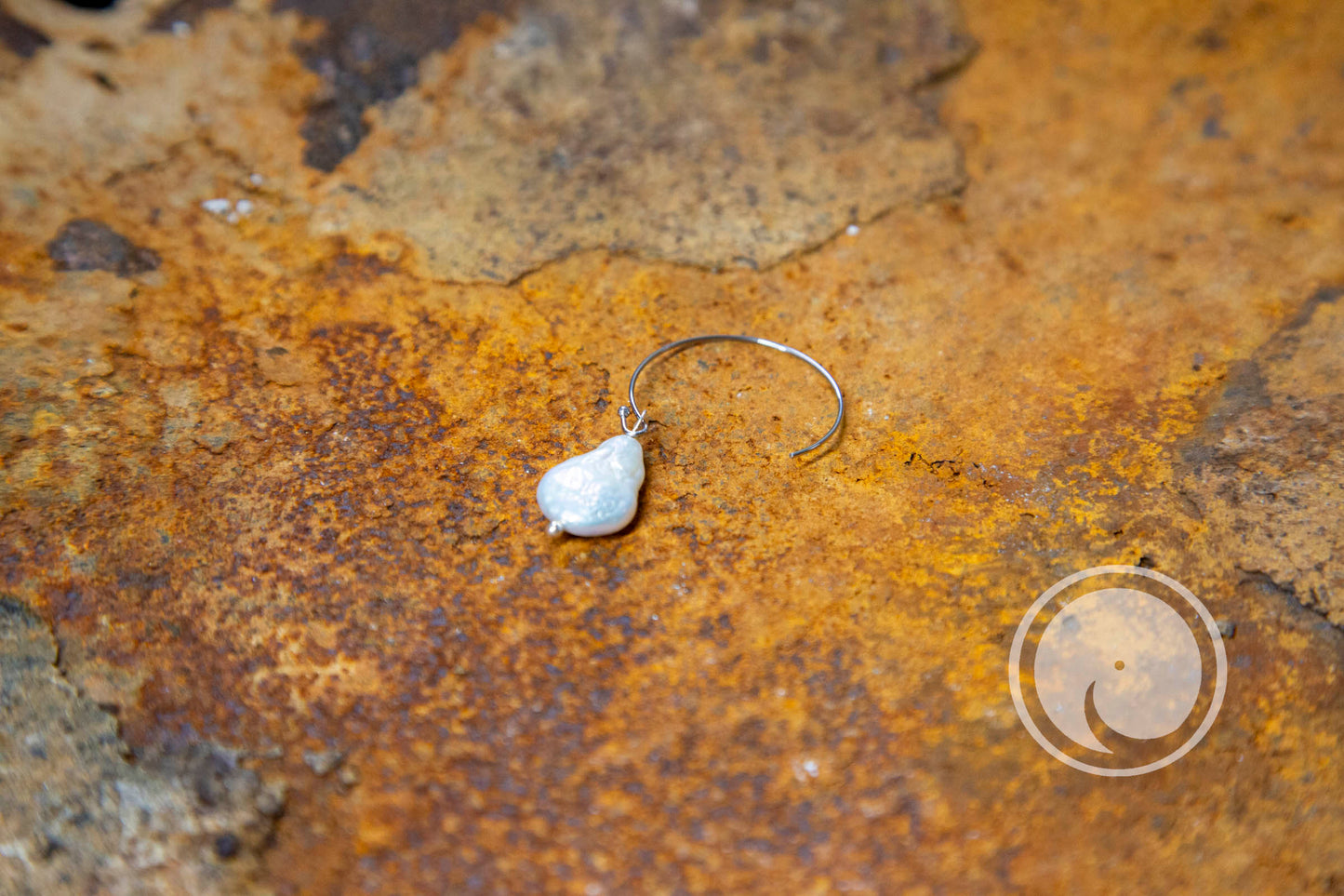 Oorbel - Grote parel Cirkel oorbel